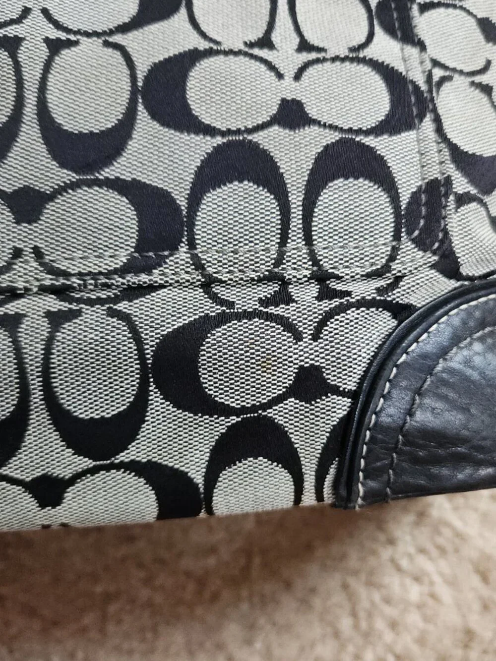 Coach Legacy Chelsea Hobo in Black/Gray Canvas with Creme Top Stitching 10982